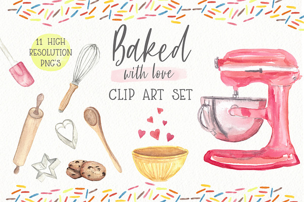 Baking Clipart Set - Watercolors