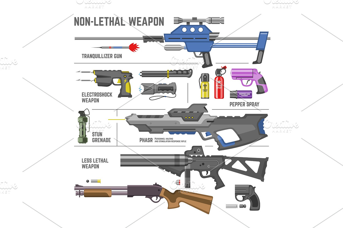 Gun vector military non-lethal in Objects - product preview 8
