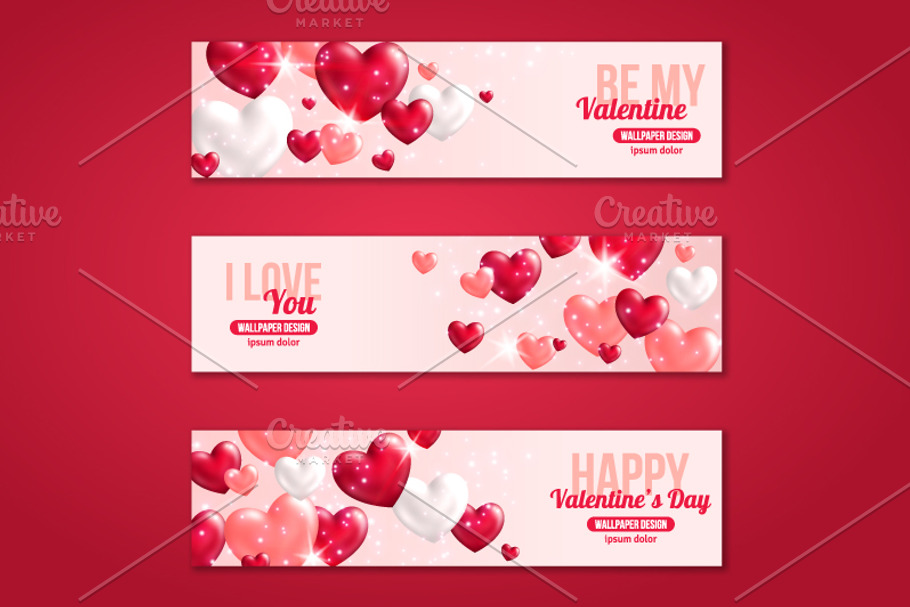 6 Banners with Hearts in Illustrations - product preview 8