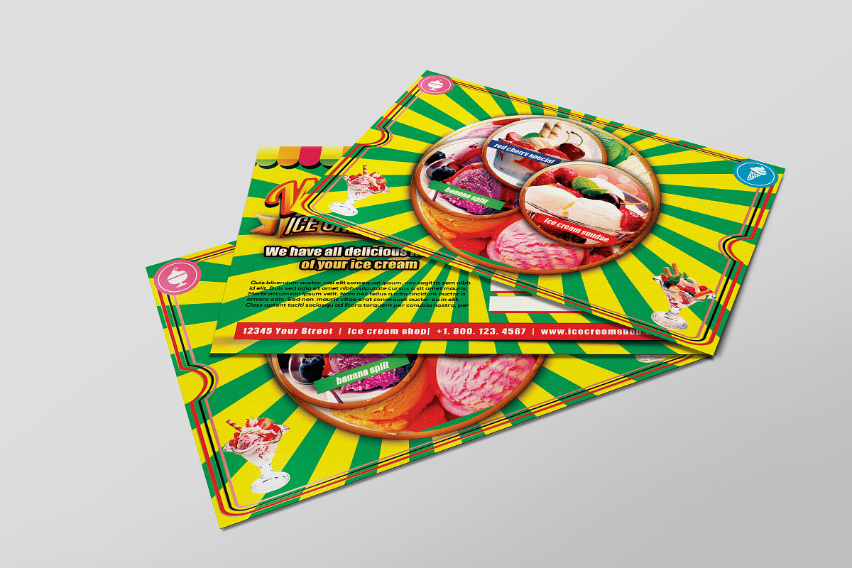 Ice Cream Shop Promotion PostCard in Postcard Templates - product preview 8