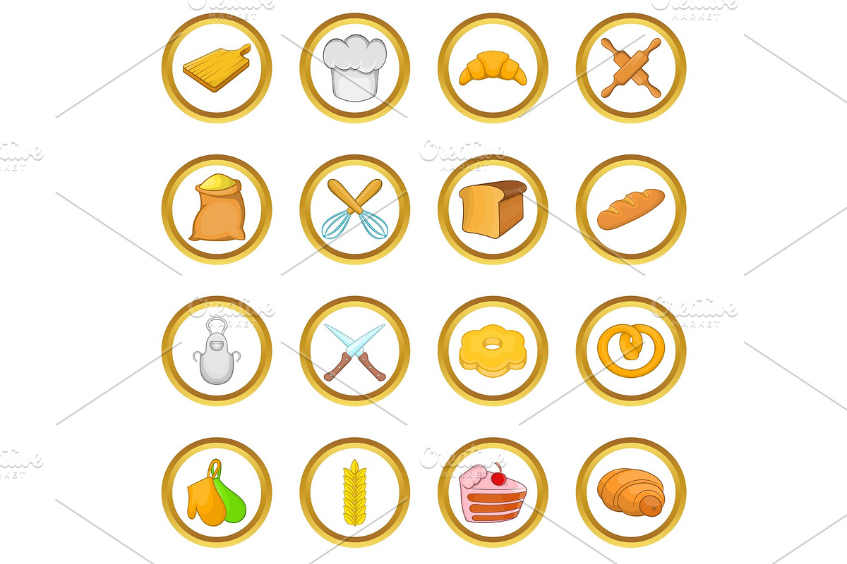 Bakery vector set, cartoon style in Illustrations - product preview 8