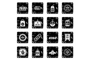 Label black friday icons set, grunge