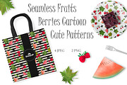 Seamless Fruits Watercolor Patterns
