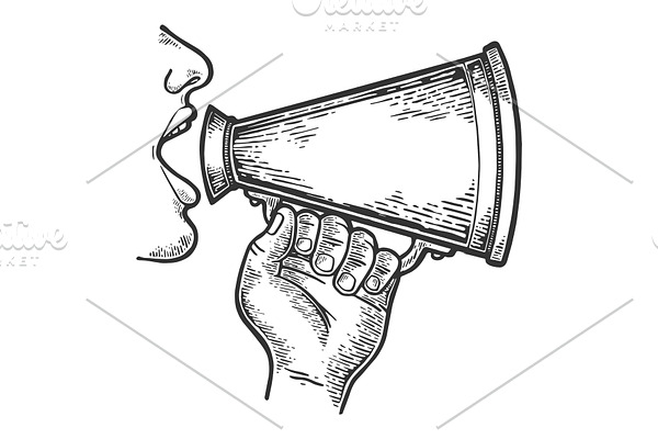 Loudspeaker speech engraving vector