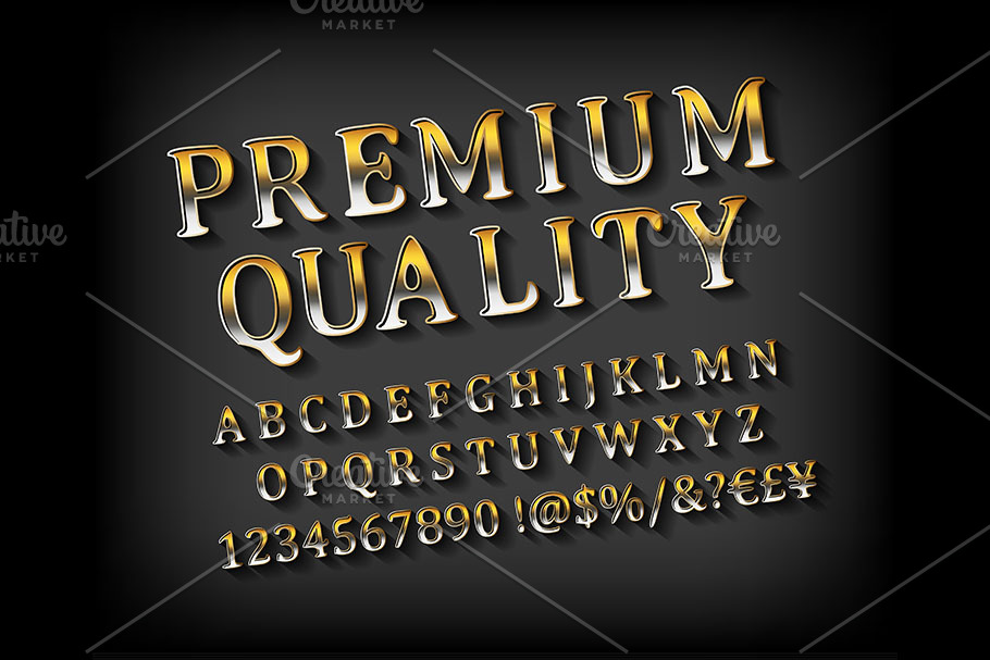 Premium quality gold font