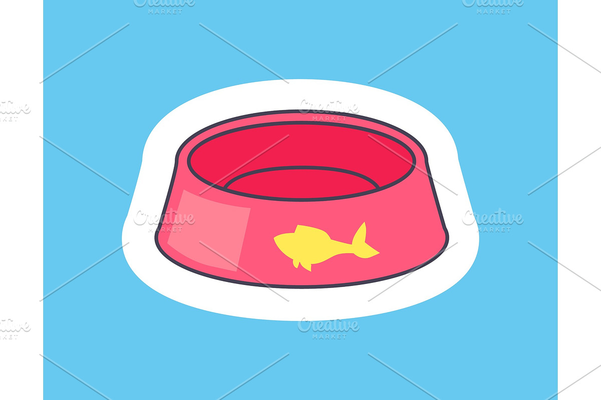 Card with Pink Bowl For Pets Vector in Illustrations - product preview 8