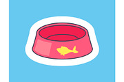 Card with Pink Bowl For Pets Vector