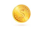 Golden Coin Dollar Sign Vector