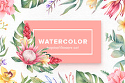 Watercolor Tropical Flowers Set