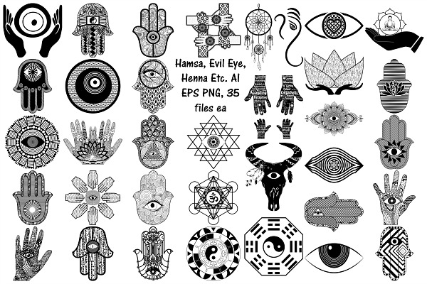 Hamsa, Evil Eye, Henna AI EPS PNG