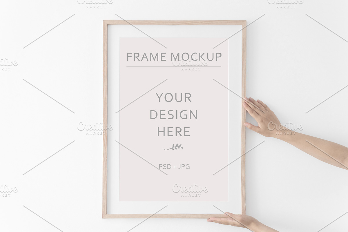 Wooden Frame Mockup with mat.PSD+JPG in Print Mockups - product preview 8