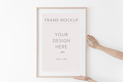 Wooden Frame Mockup with mat.PSD+JPG