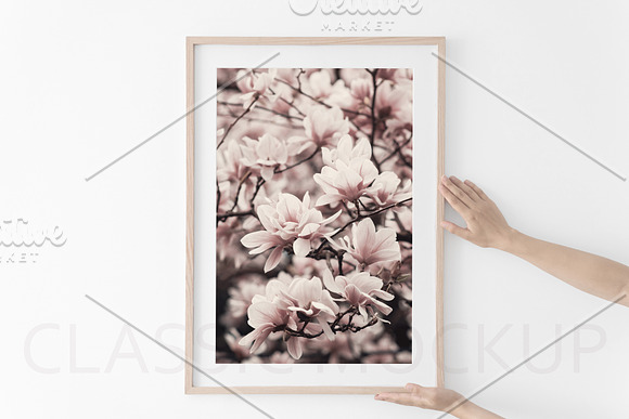 Wooden Frame Mockup with mat.PSD+JPG in Print Mockups - product preview 1