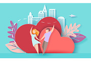 Valentines day card with couple in