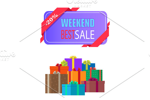 Weekend Best Sale Label 20 % Off