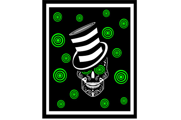 Skull icon with cylinder hat