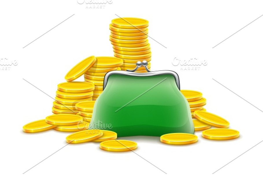 Purse and gold coins cash money in Objects - product preview 8
