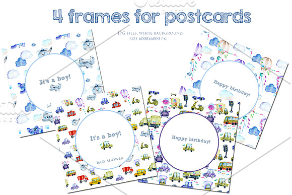 Cars. Watercolor clip art. in Illustrations - product preview 4