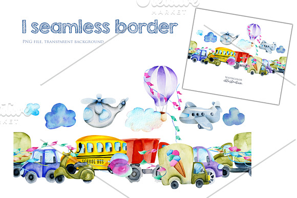 Cars. Watercolor clip art. in Illustrations - product preview 5