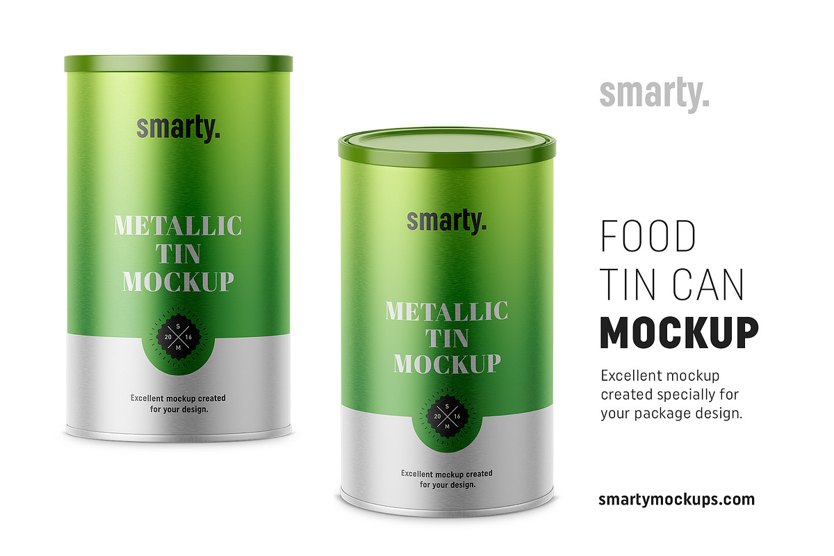 Metallic tin can mockup in Product Mockups - product preview 8