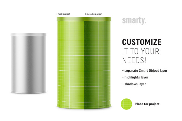 Metallic tin can mockup in Product Mockups - product preview 1