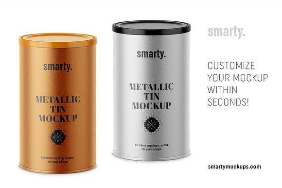 Metallic tin can mockup in Product Mockups - product preview 2