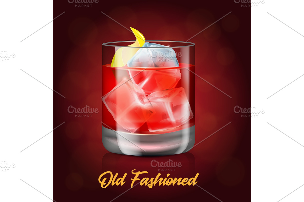 The glass of old-fashioned cocktail in Illustrations - product preview 8