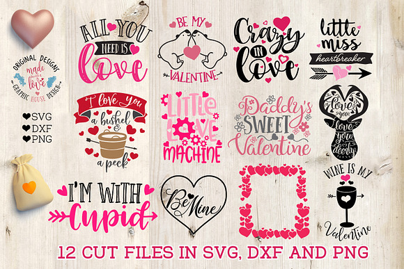12 Cute Valentine's Cut Files in Illustrations - product preview 1