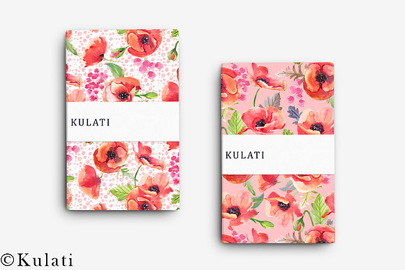 Red Poppy Watercolor Patterns in Patterns - product preview 5