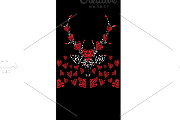 Valentine background with deer icon 