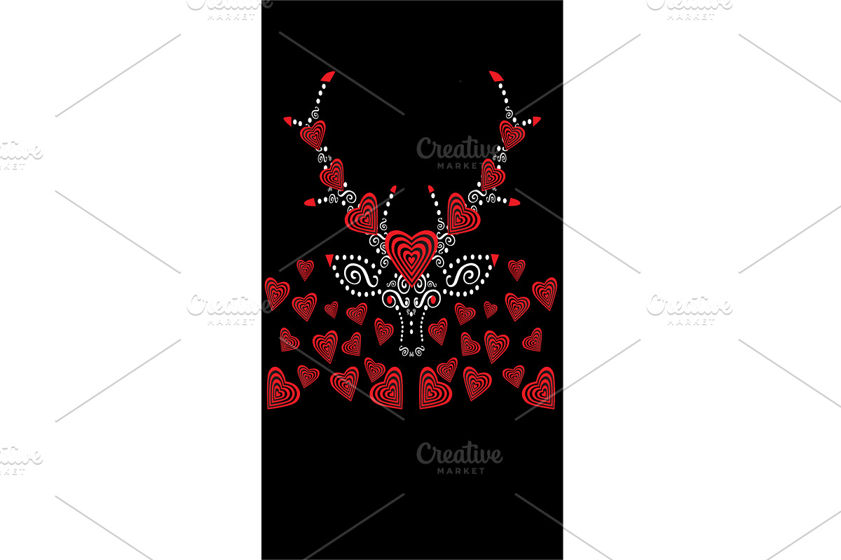 Valentine background with deer icon  in Graphics - product preview 8