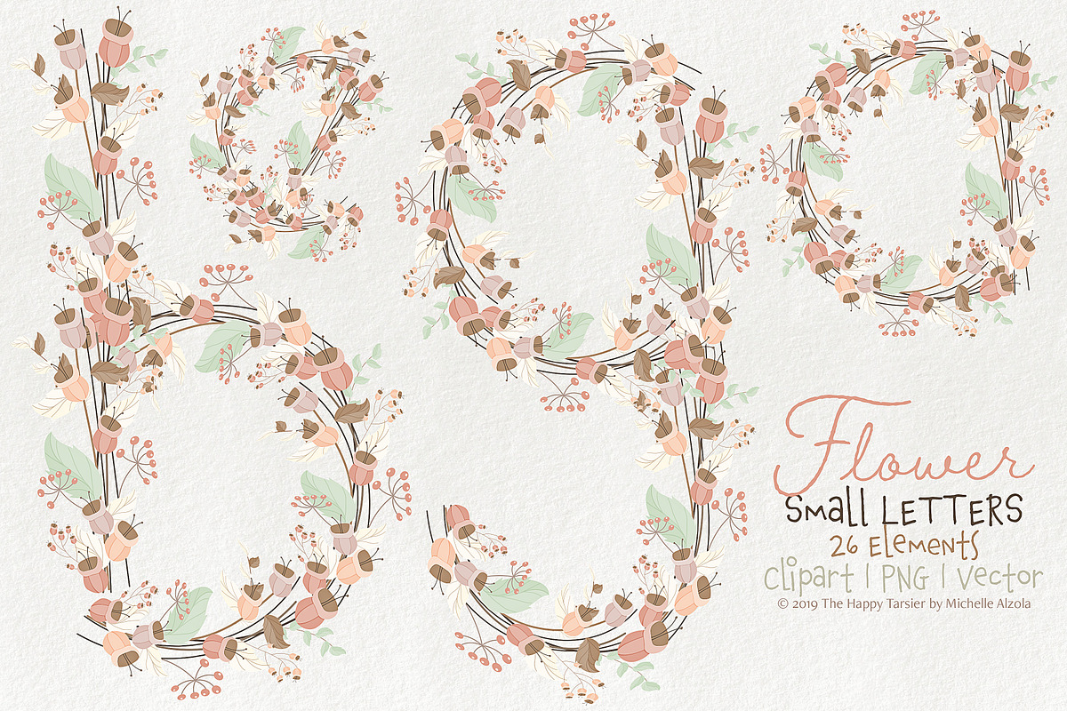 Flower Lower Case Letters 01BI07  in Illustrations - product preview 8