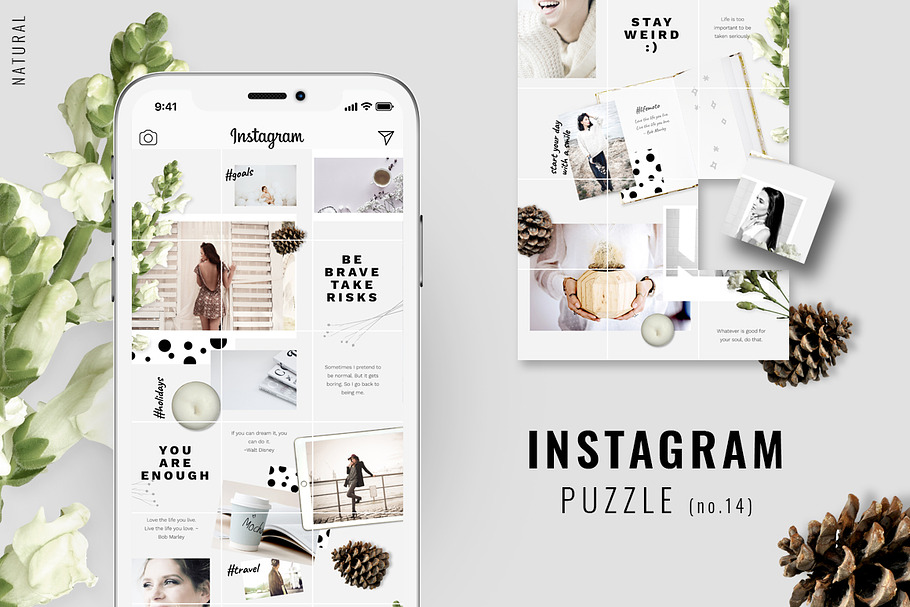 Instagram PUZZLE template - Natural in Instagram Templates - product preview 8