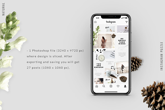 Instagram PUZZLE template - Natural in Instagram Templates - product preview 2