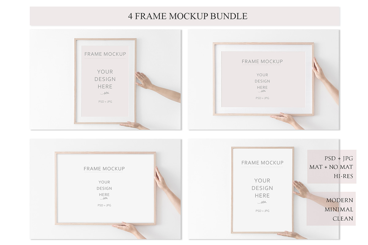 Wooden Frame Mockup Bundle. PSD+JPG in Print Mockups - product preview 8