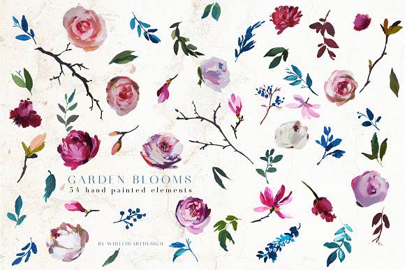 Garden Bloom Floral Clipart Set in Illustrations - product preview 3