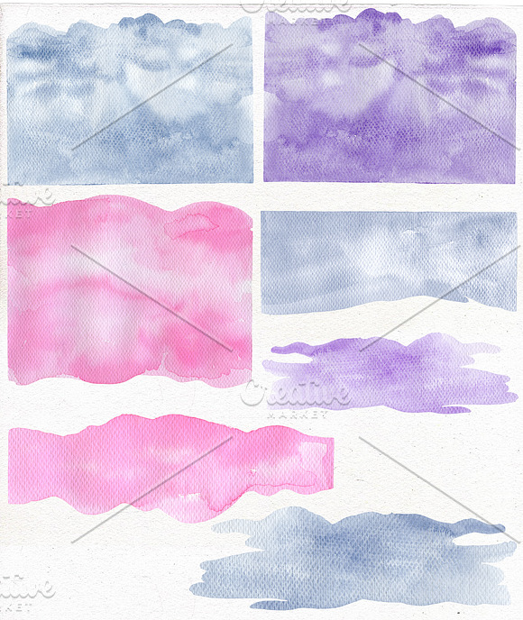 Watercolor textures, splashes, spots in Illustrations - product preview 2