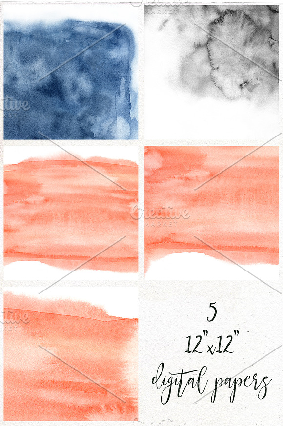 Watercolor textures, splashes, spots in Illustrations - product preview 3
