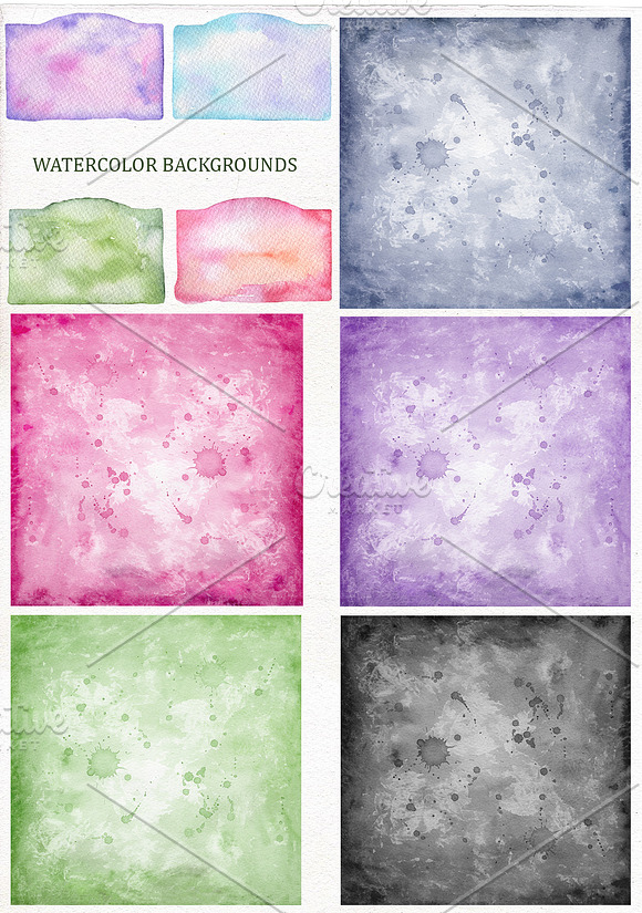 Watercolor textures, splashes, spots in Illustrations - product preview 4