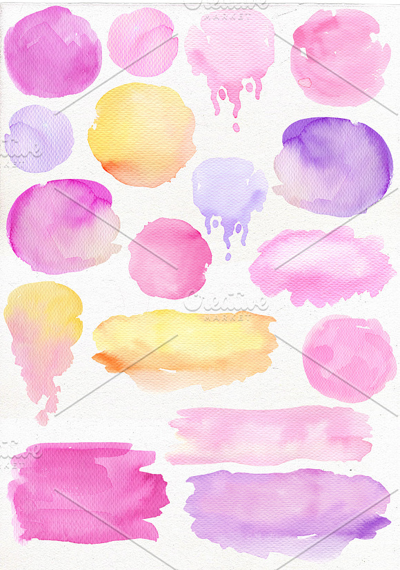 Watercolor textures, splashes, spots in Illustrations - product preview 5