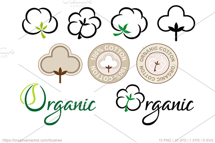 Organic cotton logo design, vector