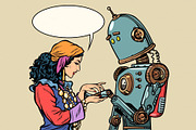 Gypsy fortune teller and robot