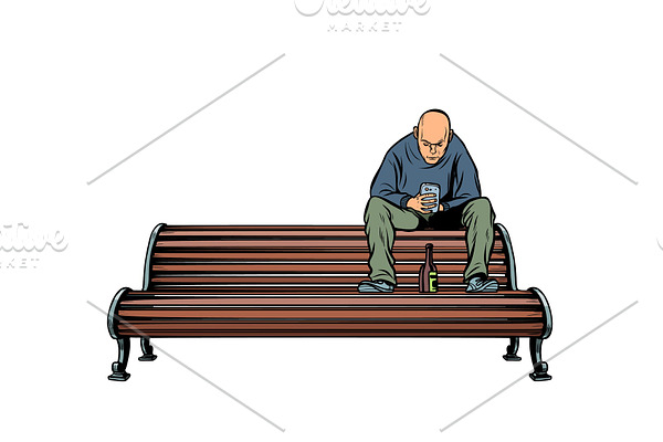 skinhead bully sitting on a bench