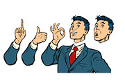 businessman set of gestures and