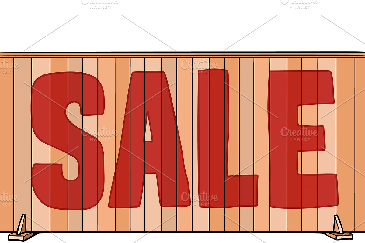 sale inscription on the fence of the in Illustrations - product preview 8