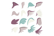 Wings icons set, cartoon style