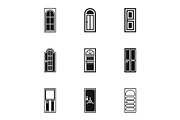 Door icons set, simple style
