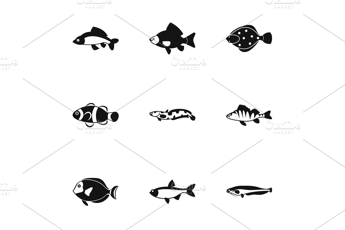Ocean fish icons set, simple style in Illustrations - product preview 8