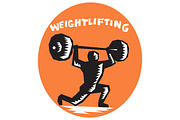 Weightlifter Lifting Weights Oval Wo