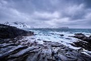 Norwegian Sea waves on rocky coast
